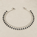 Black Tear Drop Anklet in 92.5 silver, clean product view